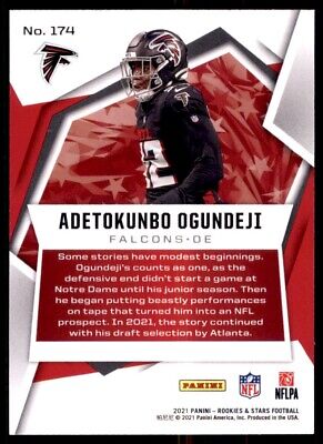 NFL trading card of Adetokunbo Ogundeji in black uniform for Panini Rookies and Stars