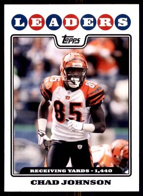 Chad Johnson 2008 Topps football card featuring Cincinnati Bengals in orange and black uniform