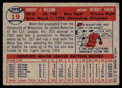 Vintage 1955 Topps baseball card of Bob Wilson, Detroit Tigers catcher, for collectors