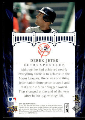 Derek Jeter baseball trading card DJ24 featuring player at bat and career achievements