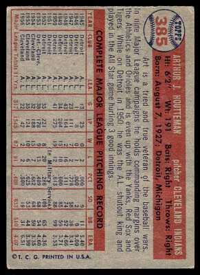 Vintage baseball card featuring Art Houtteman statistics in red and black text