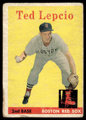 Vintage 1958 Topps baseball card of Ted Lepcio, Boston Red Sox second baseman