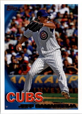 Jeff Samardzija mid-pitch in Chicago Cubs pinstriped uniform 2010 Topps #123A card