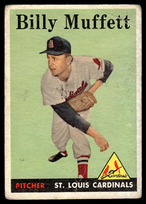 Vintage 1957 Topps baseball card of St. Louis Cardinals pitcher Billy Muffett