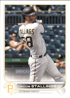 Jacob Stallings Pittsburgh Pirates player batting on 2022 Topps #286 baseball card