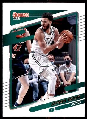 2022 Panini Donruss Jayson Tatum Boston Celtics card in white jersey text-align center