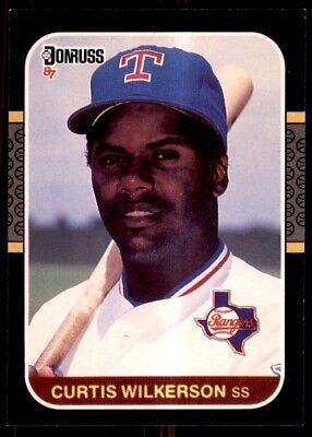 1987 Donruss Curtis Wilkerson Texas Rangers #223 baseball card in blue cap