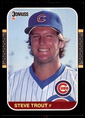 1987 Donruss Steve Trout Chicago Cubs #201 card featuring pitcher in home uniform and cap