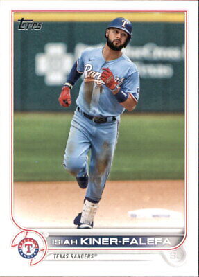 Isiah Kiner-Falefa in light blue Texas Rangers uniform running on field baseball card