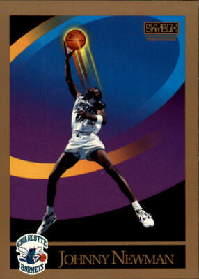 Johnny Newman Charlotte Hornets basketball card with player jumping and ball