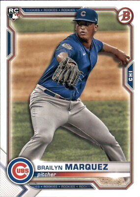 Brailyn Marquez Rookie Chicago Cubs Baseball Card showing pitcher mid-delivery