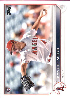 Los Angeles Angels pitcher Reid Detmers mid-throw on 2022 Topps baseball card