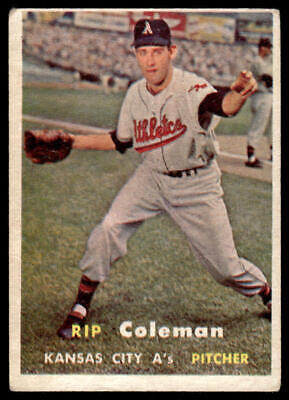 Vintage baseball card of Rip Coleman, Kansas City Athletics pitcher in gray uniform