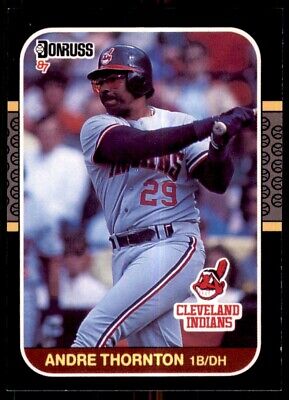 Baseball card of Andre Thornton at bat for the Cleveland Indians, jersey number 29