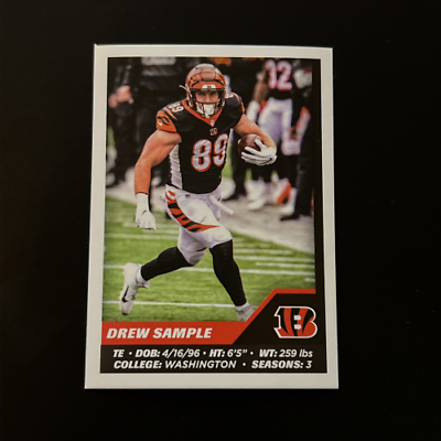 Panini Stickers Drew Sample Cincinnati Bengals football card with player running