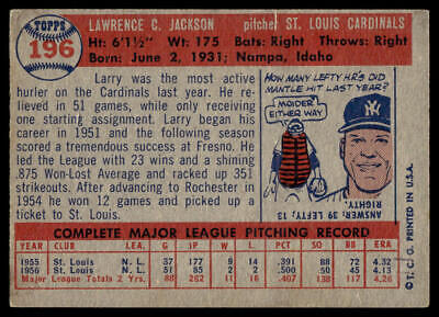 1961 Topps baseball card of St. Louis Cardinals pitcher Larry Jackson trading cards