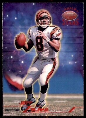 Cincinnati Bengals quarterback in white uniform, Topps Stars Jeff Blake card display