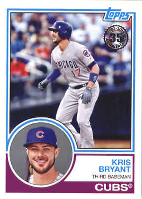 2018 Topps ’83 Topps #8323 Kris Bryant Chicago Cubs Baseball Card in action and portrait views