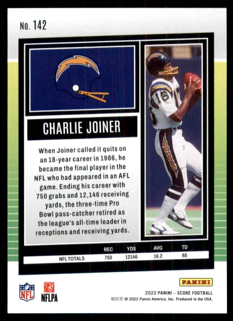 2022 Score Charlie Joiner San Diego Chargers #142