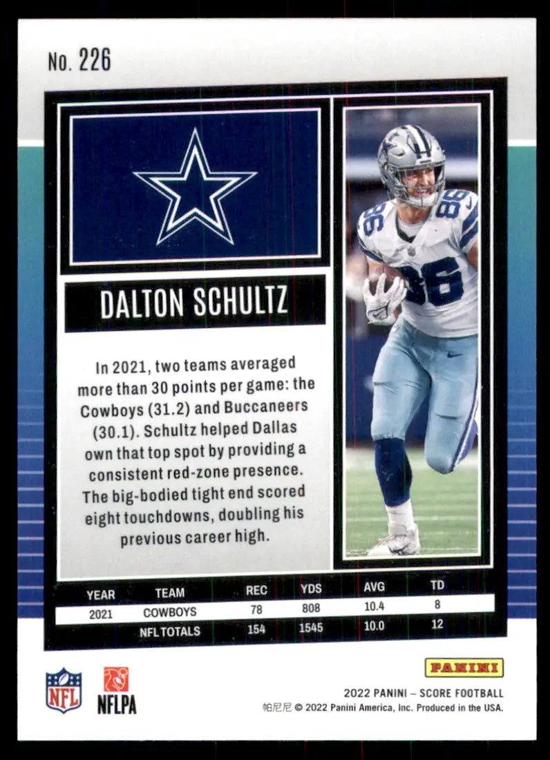 2022 Score Dalton Schultz Dallas Cowboys #226