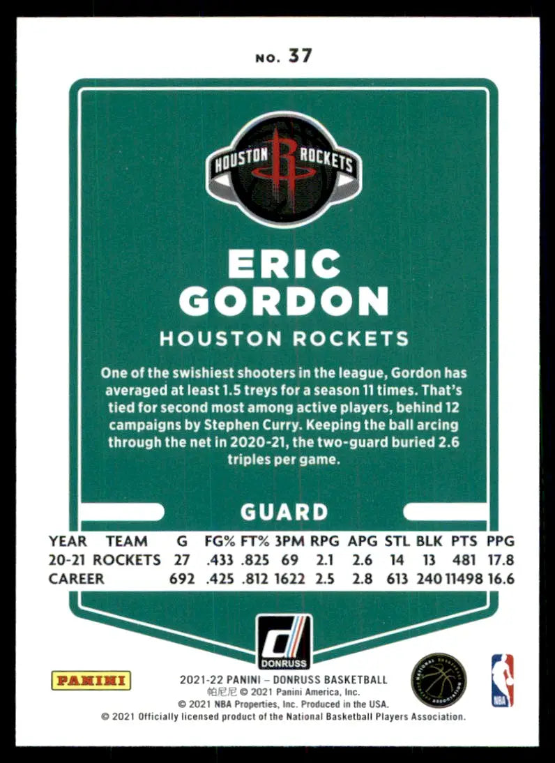 2021-22 Panini Donruss Eric Gordon Houston Rockets #37