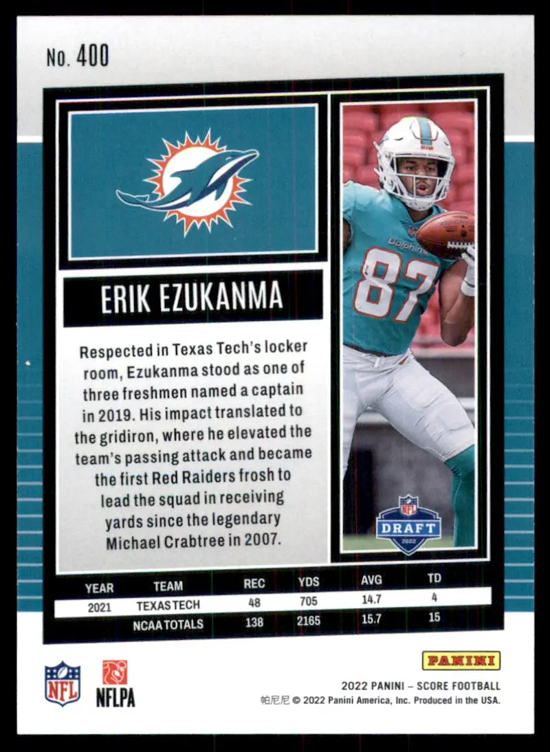 2022 Score Erik Ezukanma Rookie Miami Dolphins #400