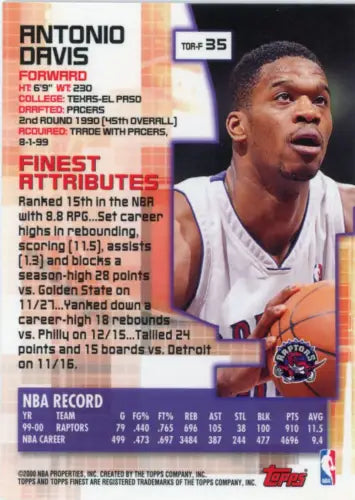 Antonio Davis Toronto Raptors basketball card 2000-01 Finest #35 NM-MT condition