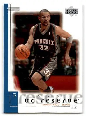 Jason Kidd 2000-01 UD Reserve trading card showcasing the basketball star’s iconic style