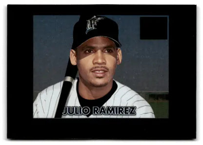 Framed Julio Ramirez baseball card from 2000 Bowman Retro Future with original gloss