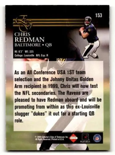 2000 Collector’s Edge EG #153 Chris Redman Baltimore Ravens football card original gloss