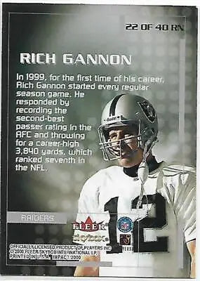 2000 Fleer Impact Rewind Rich Gannon football card with original gloss, NM condition