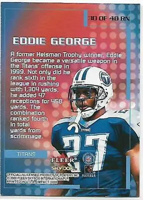 Eddie George football card from 2000 Fleer Impact Rewind showing original gloss and detail