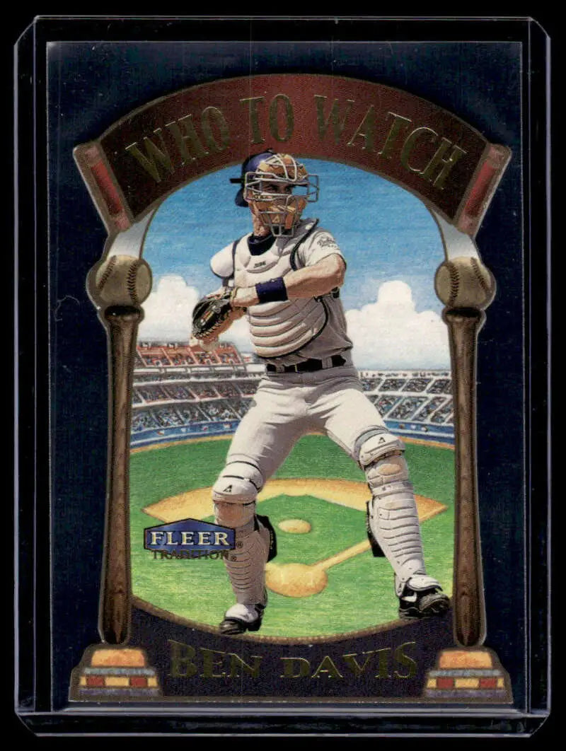 Baseball trading card of Ben Davis San Diego Padres catcher in white uniform