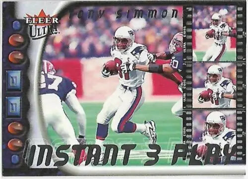 Tony Simmons football card showcasing original gloss from 2000 Fleer Ultra Near Mint Patriots