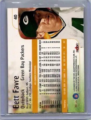 Brett Favre 2000 Impact #40 football card featuring the Green Bay Packers star