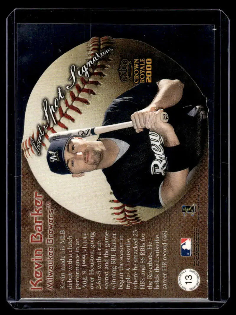 Kevin Barker Milwaukee Brewers trading card from Pacific Crown Royale featuring black uniform