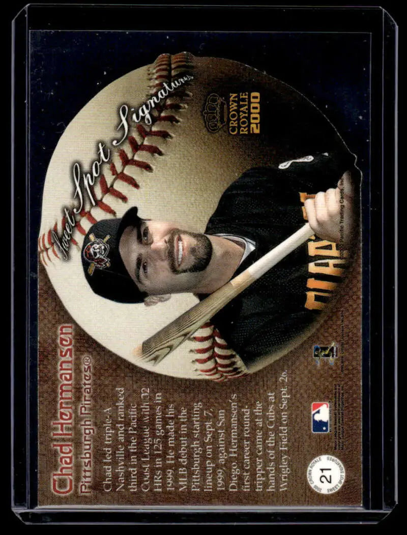 Baseball card of Chad Hermansen featuring Pittsburgh Pirates in a circular design