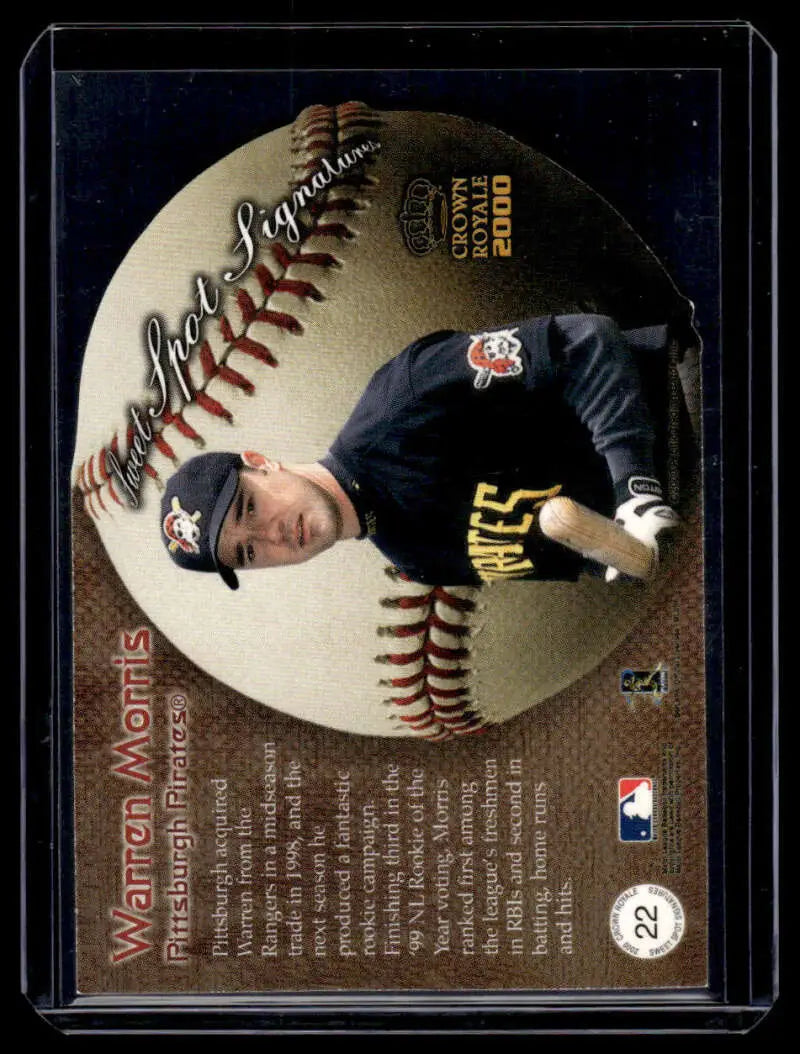 Baseball trading card of Warren Morris in black Pittsburgh Pirates uniform