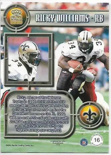 Ricky Williams football card 2000 Pacific Crown Royale NM-MT Saints with original gloss