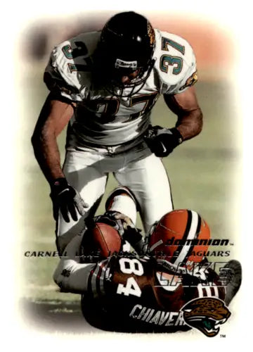 Football player on the field for 2000 SkyBox Dominion Carnell Lake Near Mint Jaguars