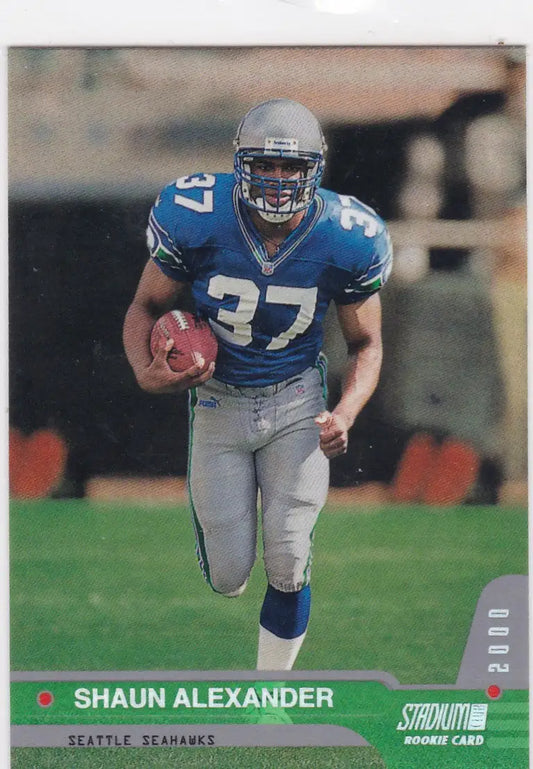 Detroit Lions player in action, showcasing Shaun Alexander rookie from Stadium Club