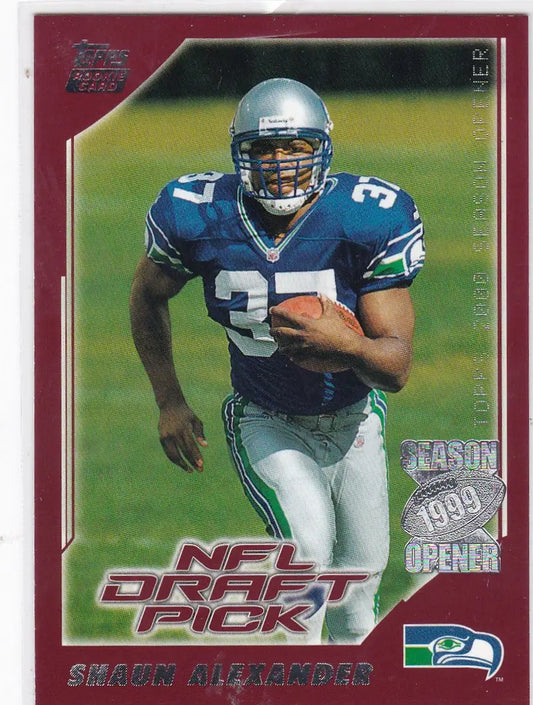 Shaun Alexander Rookie RC Seattle Seahawks 2000 Topps #206 Trading Card from 1999 Draft Pick Series