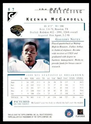 Keenan McCardell 2000 Topps Gallery football card featuring Jacksonville Jaguars #57