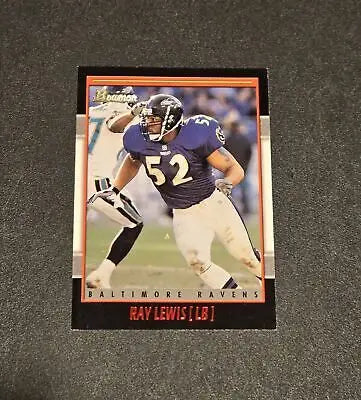 Ray Lewis 2001 Bowman #43 trading card featuring the Baltimore Ravens star linebacker