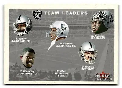 2001 Fleer Tradition #383 Oakland Raiders Team Leaders trading card display