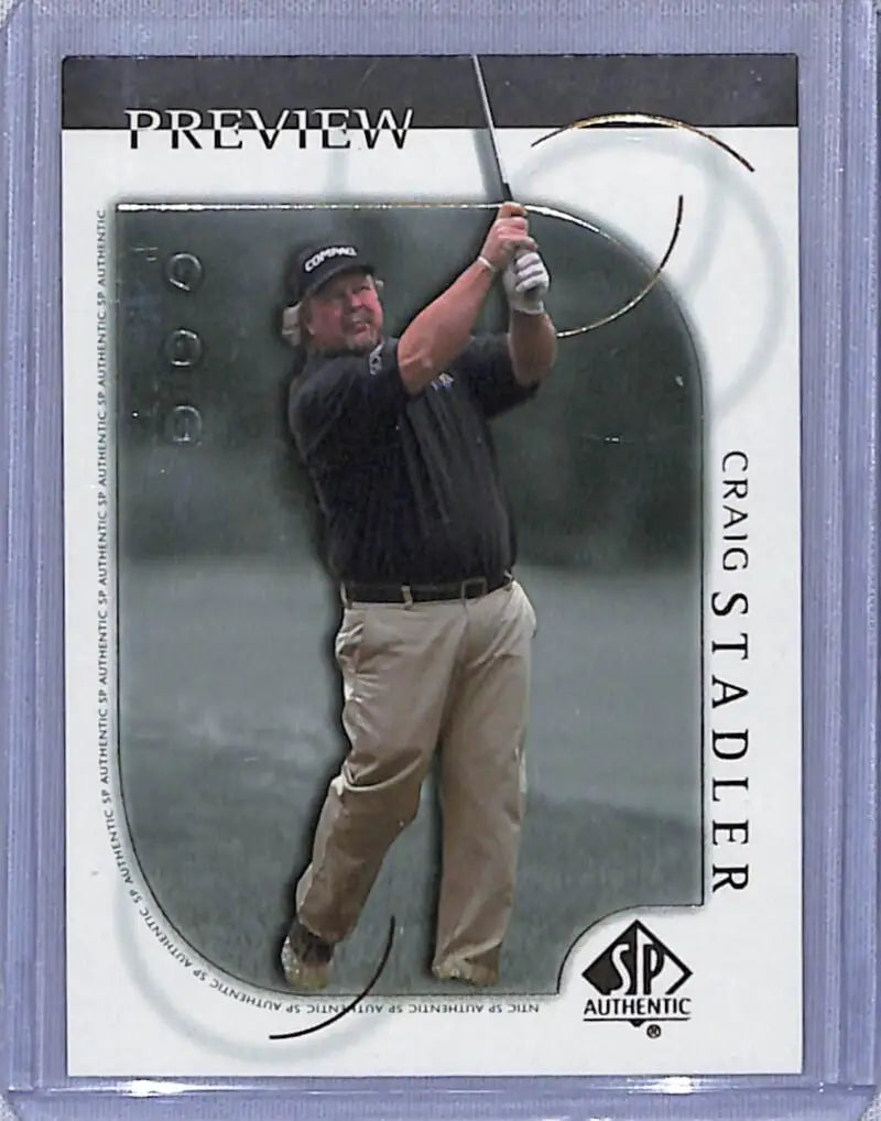 Golf card of Craig Stadler in khaki pants and black shirt, 2001 Upper Deck SP Authentic