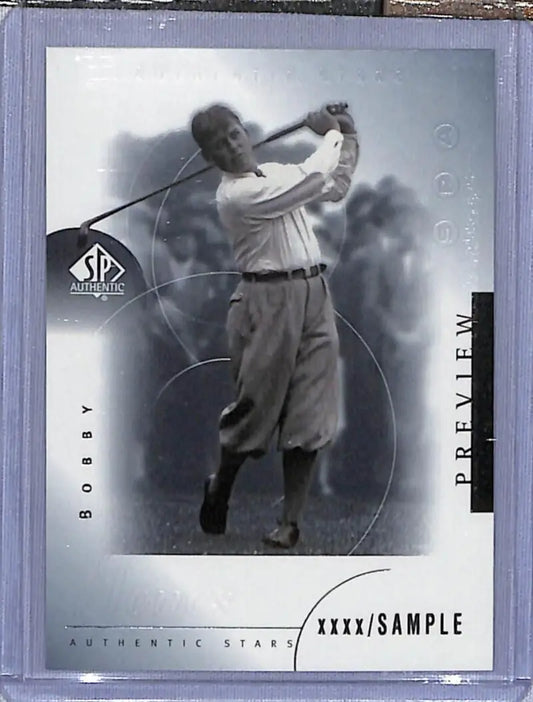 Bobby Jones mid-swing in knickers on 2001 Upper Deck SP Authentic Golf Card