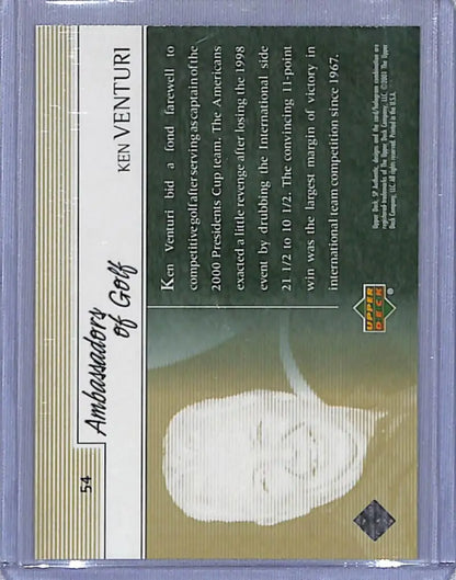 Ken Venturi golf card with a white swatch in 2001 Upper Deck SP Authentic Preview