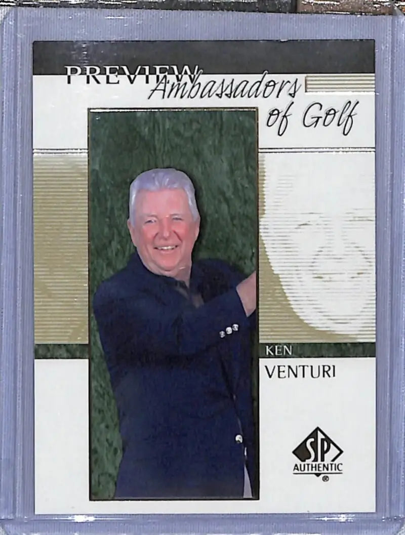 Trading card from 2001 Upper Deck SP Authentic featuring Ken Venturi in navy jacket