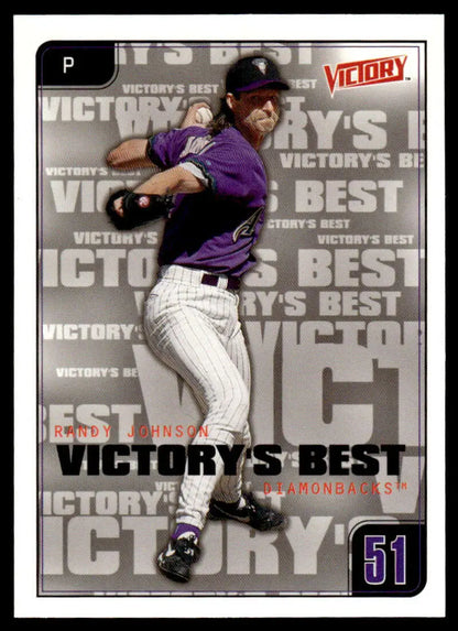 Baseball player in Colorado Rockies uniform pitching, featuring Randy Johnson from Upper Deck Victory